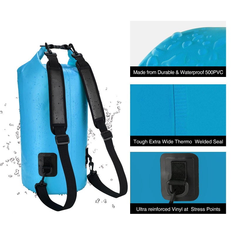Piscifun Waterproof Backpack 10L 20L 30L 40L Floating Backpack with Waterproof Phone Case for Water Sports Fishing Boating Kayaking Surfing Rafting Gift for Men Women, Light Blue, 10l-2, 10l - Image 5